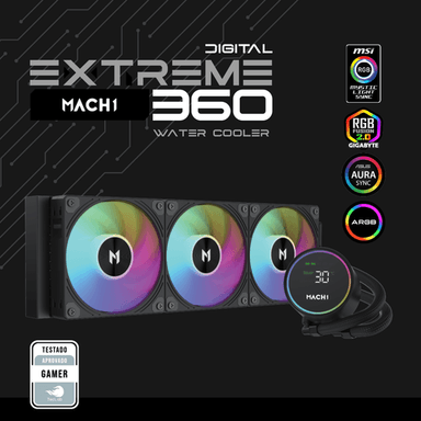 Water Cooler MACH1 EXTREME Digital, ARGB, 360mm – Preto