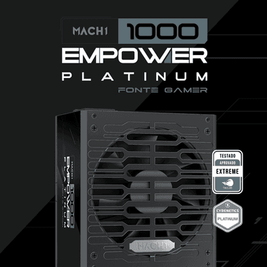 Fonte Gamer MACH1 Empower 1000W Platinum, 1000W, Modular, PFC Ativo, Com Cabo, Preto